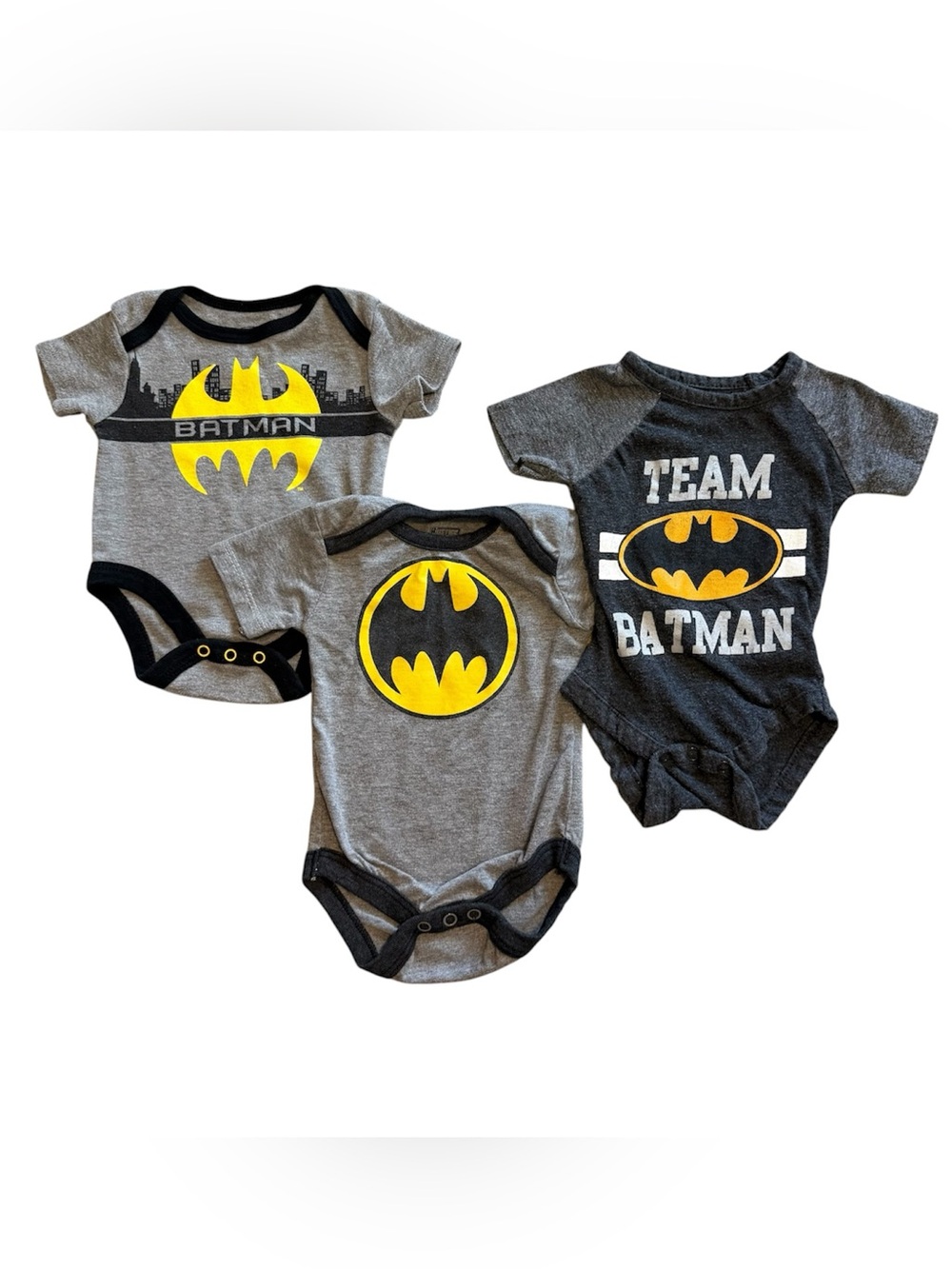 Baby Batman Justice League Bodysuit Set 0–6M DC Comics Lot of 3